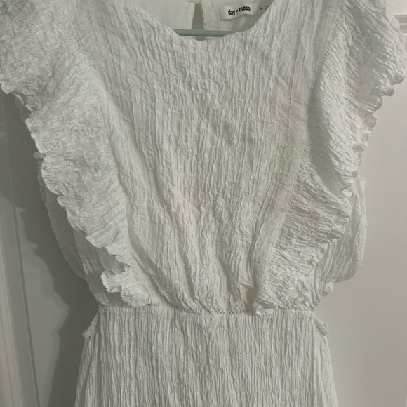 Chic White Ruffled Mini Dress - Picture 3 of 5